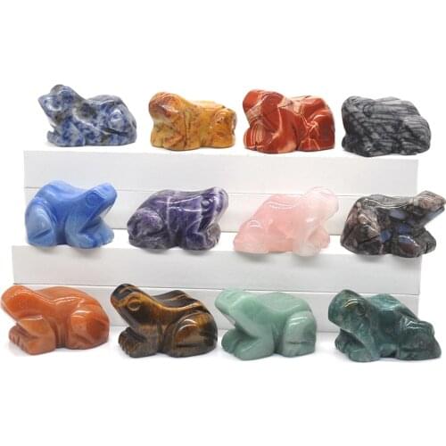 Feng Shui Frog Statue Natural Gemstone Healing Crystal Animals Stone Carved Home Office Decoration Tabletop Ornaments Lucky Gift