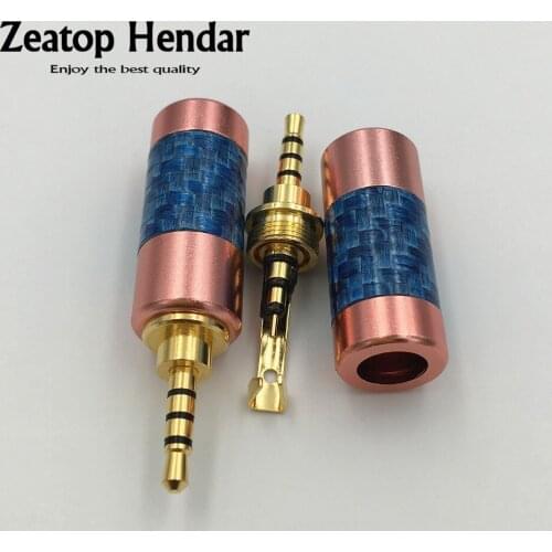 10Pcs Light Weight Carbon Fiber Shell 2.5mm 4Pole Stereo Male Plug Solder DIY Connector for 6MM Headphone Speaker Cable Adapter