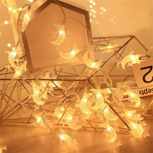 Led Star Moon String Lights Eid Mubarak Lights Christmas Tree Decorations Lights New Year Holiday Party Decorative Lighting