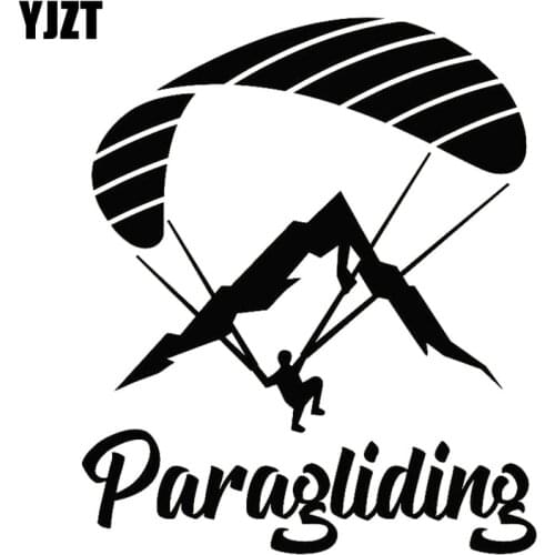 YJZT 14.3CM*17.3CM Paraglider Paragliding Extreme Sport Decor Car Sticker Motorcycle Decal Black/Silver C31-0097