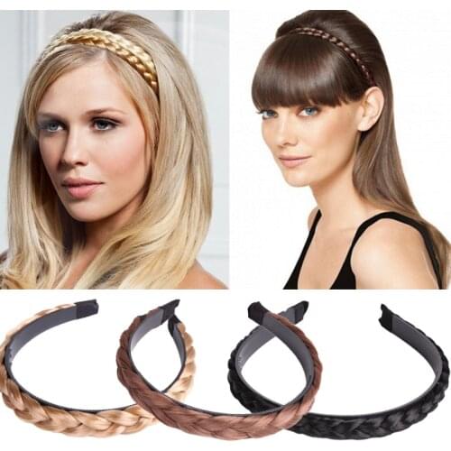 2021 Fashion Women Wig Twist Headband Hair Braided Synthetic Hair Plaited Plait Elastic Girls Balck Brown Hairband Headbands