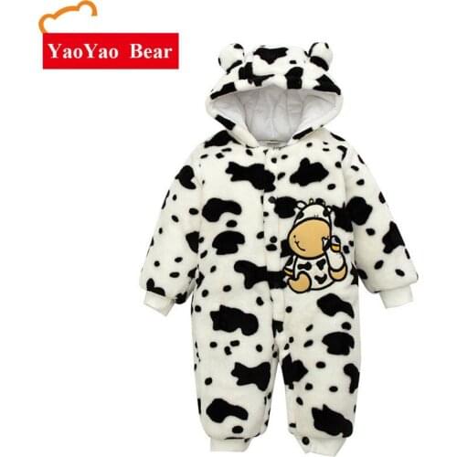 Long Sleeve Hooded Jumpsuit Baby Rompers Bear Winter Thick Warm Baby boy Clothing Kids Newborn Outwear for 0-12M