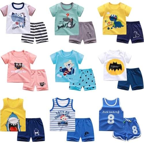 2020 Summer Childrens Clothing for Baby Girl Clothes Cartoon Shorts Suit T-shirt Boy Girl Cartoon Pattern Kids Clothes 0-6Y