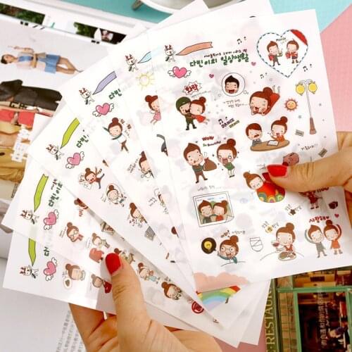 6 Pcs / Pack New Amorous Girl Transparent Diary Deco Note Kawaii Stickers Sticky Notes Decoration Label