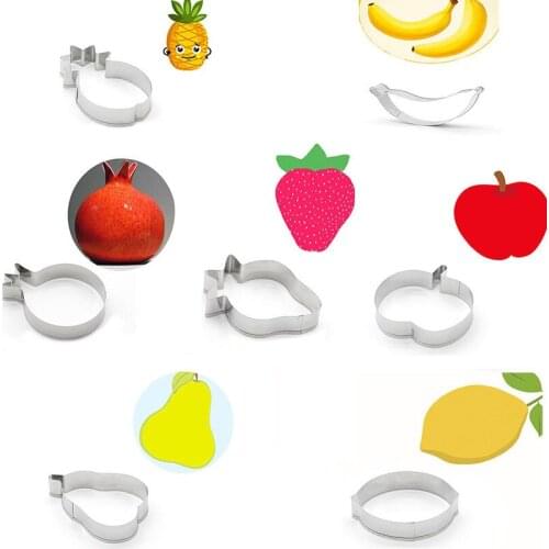 7pcs/set Stainless Steel Fruit Cake Cutter Slicers DIY Cake Decorating Tools Fondant Pastry Cookie Mold Biscuit Mould Set MX33