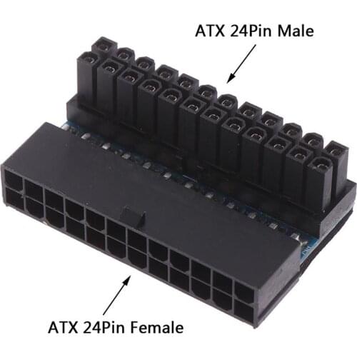 ATX 24Pin 90 degree 24 pin to 24pin Power Plug Adapter Mainboard Motherboard Power Connectors Modular for Power Supply Cables