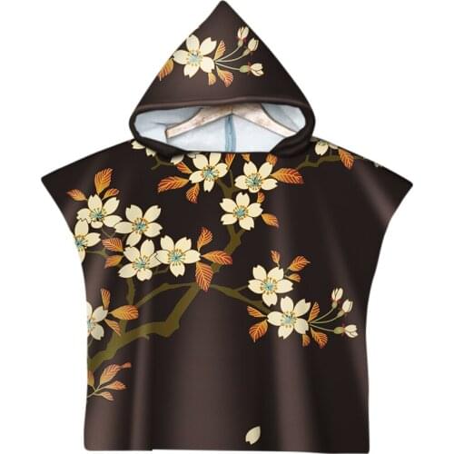 Free shipping Tree Heart Petals Flower Leaves Baby Kids Children Hooded Towel Pool Beach Poncho Towel Cape Novelty Gift