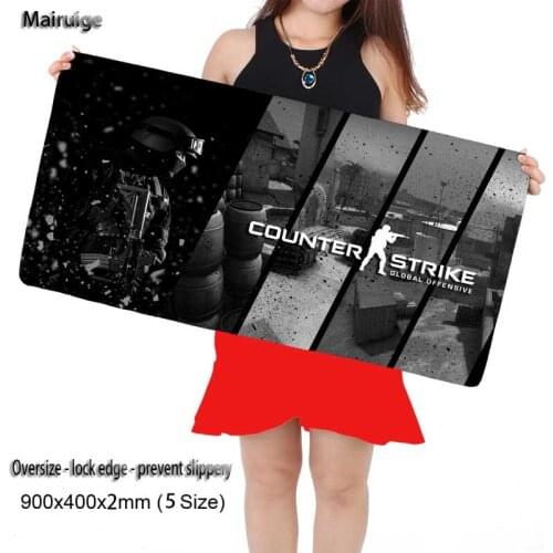 Mairuige black cs go game large mouse pad high quality anti-slip precision locking laptop keyboard pad pad for dota 2 gaming mat
