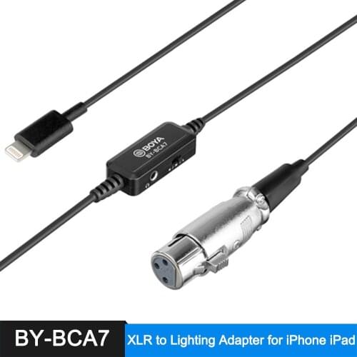BOYA BY-BCA7 XLR toXLR to Lighting connector Microphone Adapter Cable 3 Position Pad for iOS Devices Microphone Accessories