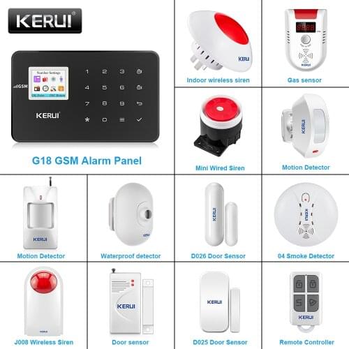 KERUI Home Alarm System GSM Wireless Connections 433MHZ Wireless Frequency Door Sensor Infrared Sensor Smart Home Alarm System