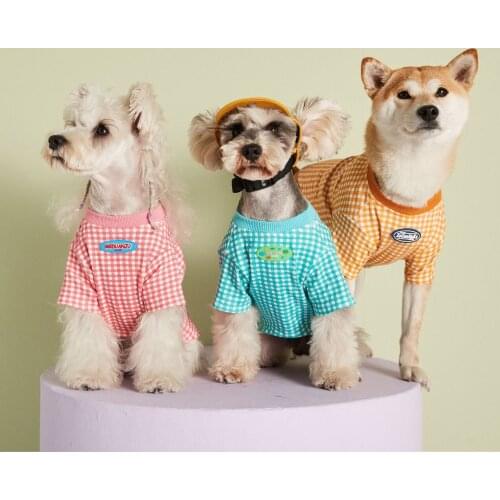 Dog T-Shirt Candy Color Dog Costume Bankstown Bulldogs Luxury Dog Clothes Pet Tshirt Small Dog Clothes Plaid Teddy Schnauzer