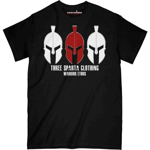 Three Sparta Clothing Warrior Ethos Metal Helmet Printed T-Shirt. Summer Cotton O-Neck Short Sleeve Mens T Shirt New S-3XL