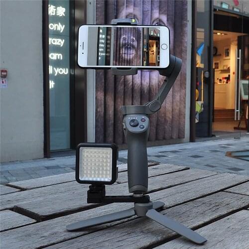 Camera Tripod Bracket Stand Mount For DJI OM4 Handheld Gimbal Stabilizer with LED Extension Plate for OSMO Mbile 3 2