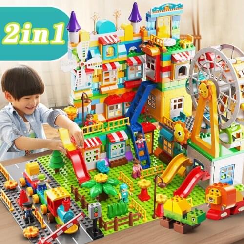 Slide run big blocks compatible building blocks funnel Slide blocks DIY big bricks toys for children Christmas gift