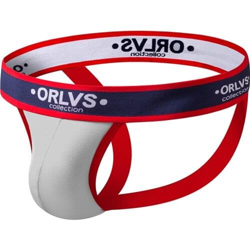 2020 ORLVS Brand Mens Erotic Gay Underwear Breathable Front Cotton Thongs Pouch Panties Double Band Bikini Briefs OR137