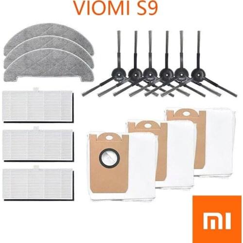 For XIAOMI VIOMI S9 Robot Vacuum Cleaner Replaceble Dust Bags Colletion Cleaner Mops Side Brushes Accessories Sets Parts