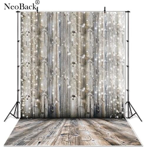 NeoBack Vinyl Cloth Wood Wall Photo backdrop Snow Children Photographic Backgrounds Studio Christmas Photographic Backdrop P0002
