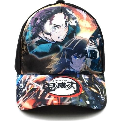 New 2-9 Years Children Hat Demon Slayer Cartoon Anime character Baseball cap Kids cotton snapback Fashion hat Hip Hop Boys Girls