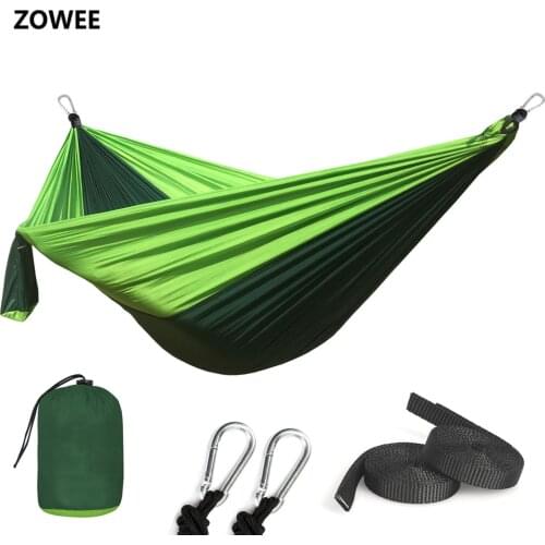 Single Hammock Adult Outdoor Camping Travel Survival Hunting Sleeping Bed Portable With 2 Belts 2 Carabiner