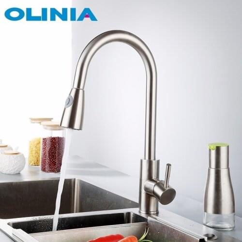 Olinia Full 304 Stainless Steel Kitchen Sink Faucets Two Ways Water Outlet 360 Swivel Cold And Hot Water Mixer Taps OL98002