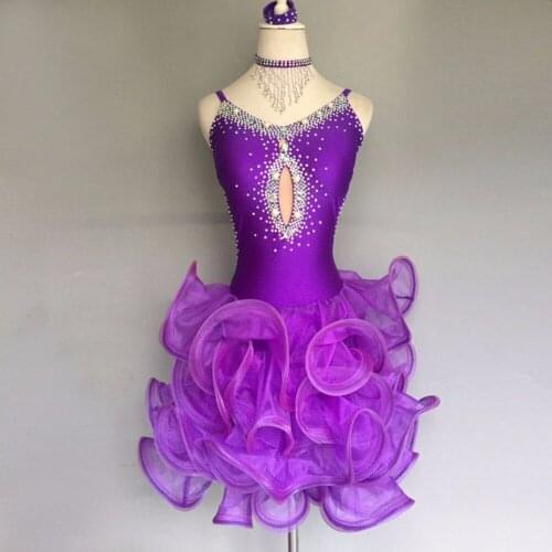 2018 Sexy Latin Dance Dress S-XXXL Backless Rhinestone Stage/Performance Ballroom Latin Dancing Dress Women Plus Size Costume