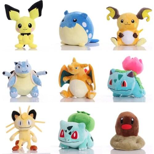Anime Pikachu Pokemon Plush Toy Eevee Squirtle Bulbasaur Charmander Snorlax Mewtwo Totodile ice Vulpix Stuffed toy Gifts