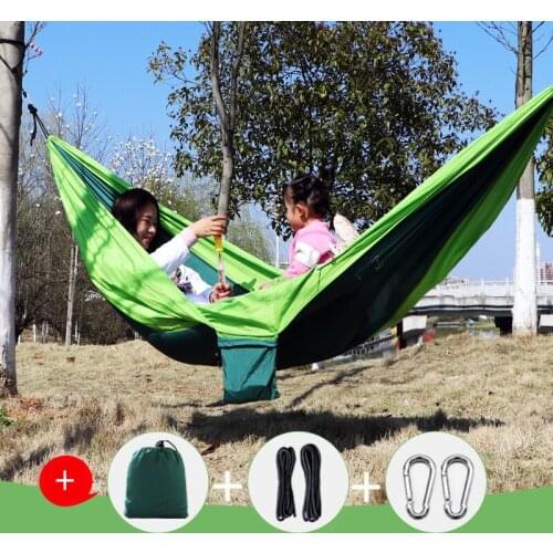 Portable Camping Parachute Hammock Outdoor Nylon Hammock Sleep Swing Tree Bed Garden Furniture Hanging Double Hammocks Chair