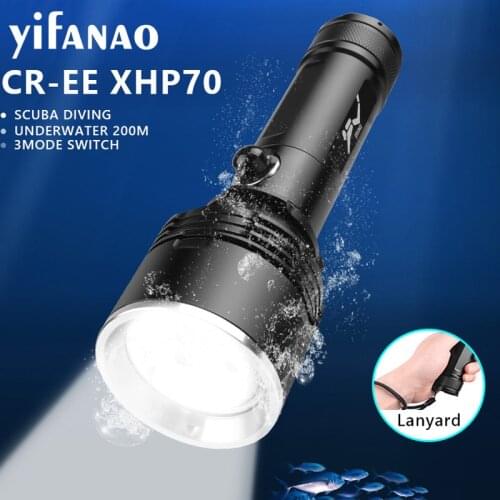 IP68 Professional Waterproof Diving LED Flashlight with 4 Core P70 Lamp Beads Maximum Diving Depth 100-200M Amphibious Lamp