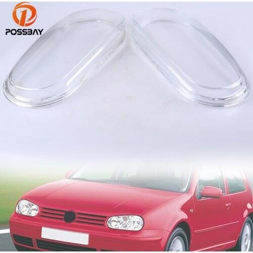 POSSBAY Clear Headlihgt Lenses Headlamp Cover Clear Lens for VW Rabbit Conv./Golf Cabrio.1999-2002 Glass Headlight Shell