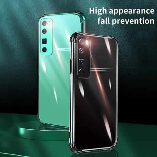 Luxury Carmera Lens Protection Plating Soft Transparent Electroplated Mobile Phone Case For Huawei Nova 7 8 Pro Cover Fundas Bag