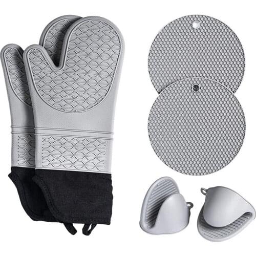 Oven Mitts,Silicone,Slip Resistant,Includes Mini Oven Mitts and Hot Pads - Perfect for Kitchen, Baking Cooking