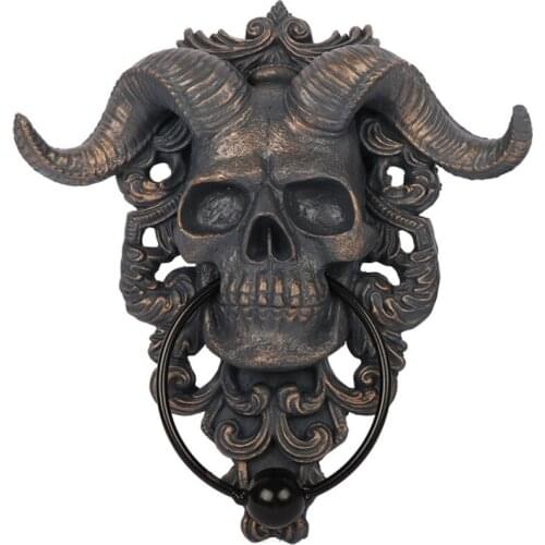 Modern Art Door Ring Hell Demon Horned Skull Hanging Door Knocker-heavy Duty Gothic Doorknocker-perfect Home Decoration Knockers