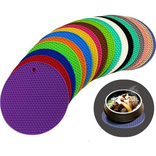 Multi-purpose 18cm Round Heat Resistant Silicone Mat Anti-slip Cup Coasters Pot Holder Table Placemat Kitchen Tool