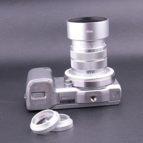 High quality Fujian CCTV 35mm f1.7 Lens C Mount For Sony NEX-5 NEX-3 NEX-7 NEX-5C NEX-C3 NEX silver +lens hood