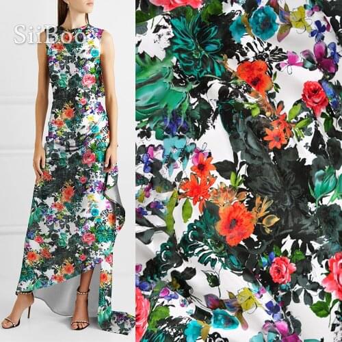 Siiboo high quality luxurious 28mm thick silk spandex crepe de chine fabric for women dress Tela de seda sp6457