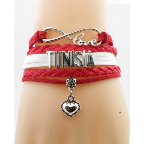 Infinity love tunisia Bracelet heart Charm bracelet love tunisia flag bracelets & bangle for woman and man jewelry
