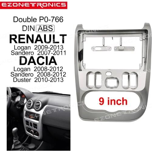 1/2Din Car CD DVD Frame Audio Fitting Adaptor Dash Trim Kits Facia Panel 9" For RENAULT DACIA 2007-2013 Double Radio Player