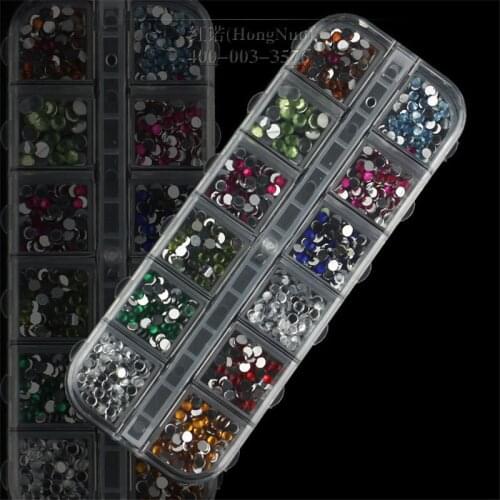 1.5-2 MM 12 colors round acrylic rhinestone perfect for 3D nail srt decoration NT021