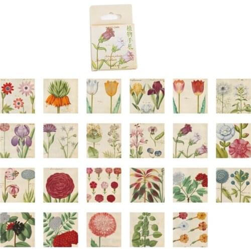46Pcs Plants Stickers Bullet Journal Adhesive box Cute Stationery Decorative Flowers Leaves Skateboards Luggage paper 4cm