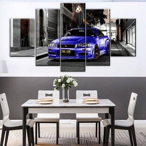 5 panels Nissan Skyline GTR Car Canvas Painting Wall Art Home Decor Picture posters and Prints Living Room Decoration