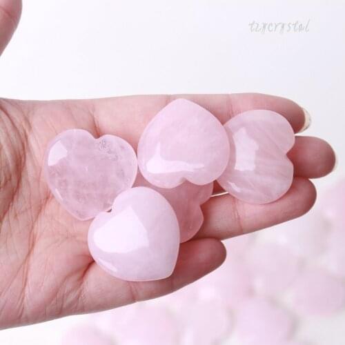 50PCS (30mm) Beautiful Pink Crystal Heart Stone Crystal Specimen Pendant Bulk Collection Decoration