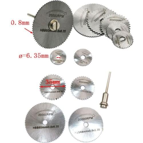 6PCS HSS Rotary Tool 22 /25 /32 /35 /44 /50mm Circular Saw Blades Cutting Discs Mandrel for Dremel Cut off