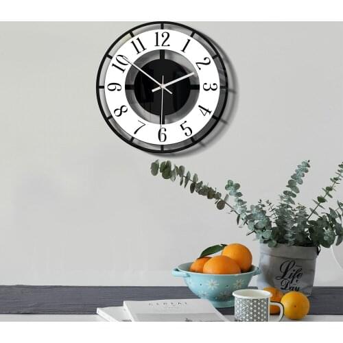 Acrylic Wall clock Creative living room black and white transparent clocks