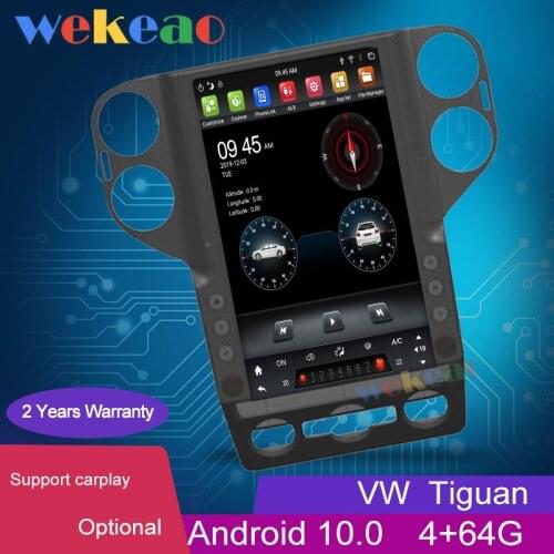 Wekeao 13.6" Vertical Screen Android 10.0 Car Automotivo For Volkswagen VW Tiguan Car Multimedia Player Bluetooth 2009-2019