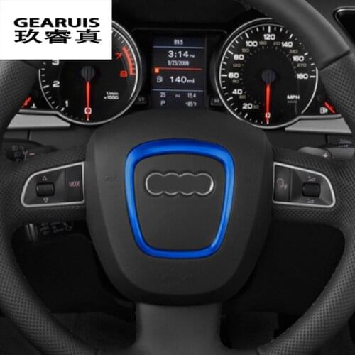Car Styling steering wheel center logo Covers Stickers Trim for Audi A4 B6 B7 B8 A6 C6 A5 Q7 Q5 A3 8P S3 8v Interior Accessories