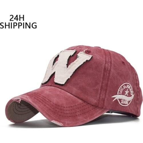 2020 Cotton Embroidery Letter W Baseball Cap Snapback Caps Bone casquette Hat Distressed Wearing Fitted Hat For Men Custom Hats