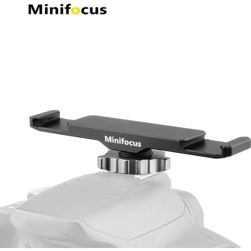 Dual Cold Shoe Mount Bracket Aluminum Dual Hot Shoe Extension Bar for DSLR Camera Microphone Led Video Flash Light Vlogging