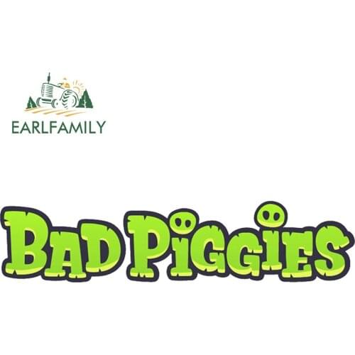 EARLFAMILY 13cm x 3cm for Bad Piggies Vinyl Car Stickers Personality Camper Decal Waterproof Occlusion Scratch Car Assessoires