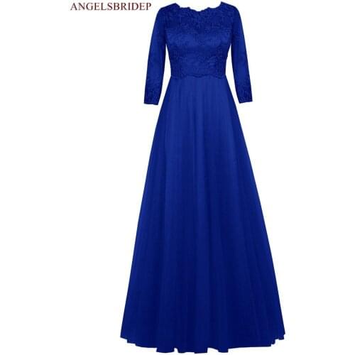 Elegant Long Sleeves Tull Evening Dresses Party Gowns Applique Floor-Length A-Line Robes De Soiree Formal Prom Dresses