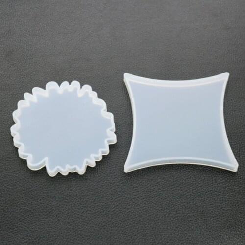 DIY Coaster Carfts Epoxy Mold UV Resin Crystal Silicone Molds Round Maple Leaf Shape Decorations Making E56C